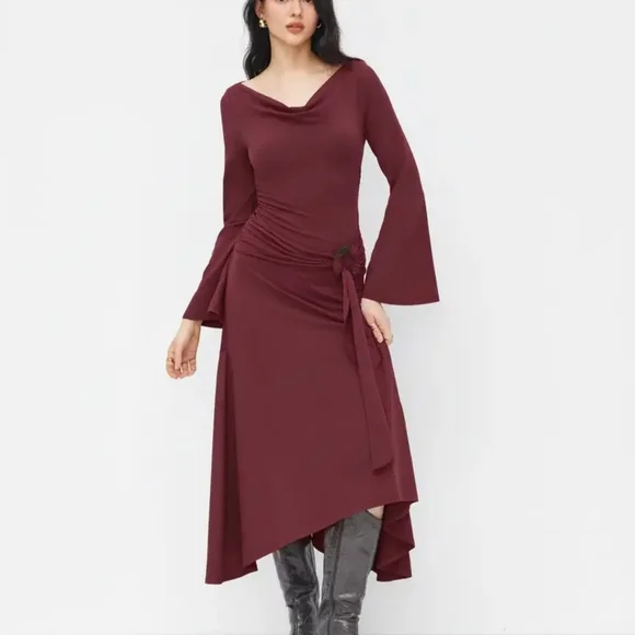 Cider Burgundy Long Sleeve Dress - Picture 4 of 5